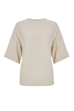 Quiz Textured T-Shirt Stone Sale
