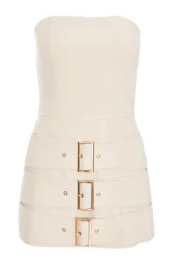 Quiz Triple Belted Bandeau Playsuit Stone Outlet