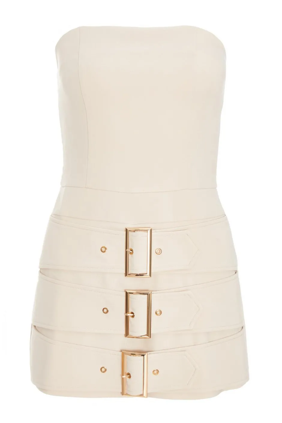 Quiz Triple Belted Bandeau Playsuit Stone Outlet