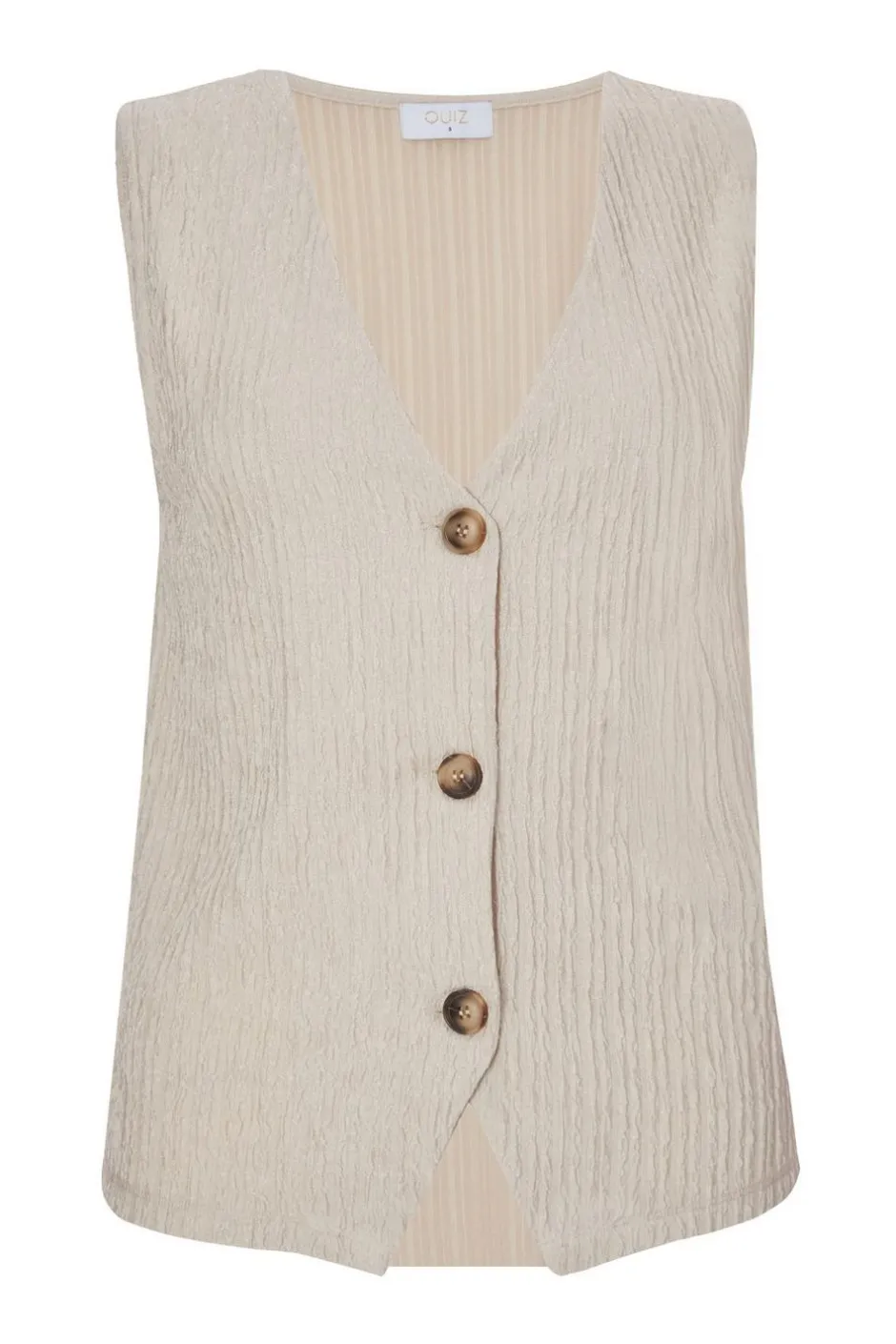 Quiz Stone V Neck Textured Waistcoat Sale
