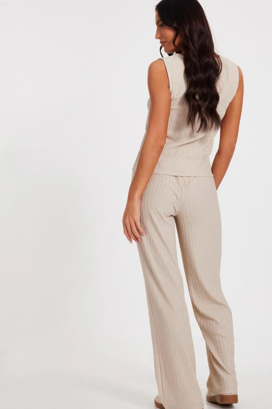 Quiz Stone V Neck Textured Waistcoat Sale