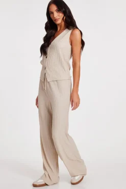 Quiz Stone V Neck Textured Waistcoat Sale