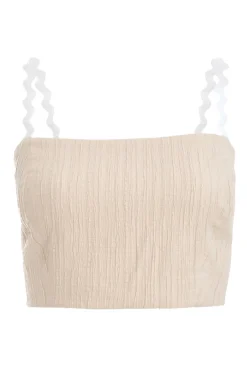Quiz Stone Wavy Trim Crop Top Outlet