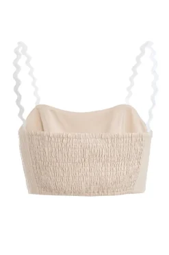 Quiz Stone Wavy Trim Crop Top Outlet