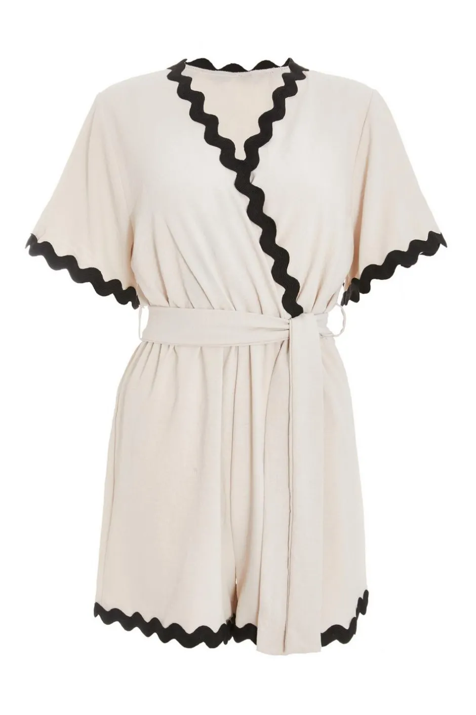 Quiz Wavy Trim Playsuit Stone New