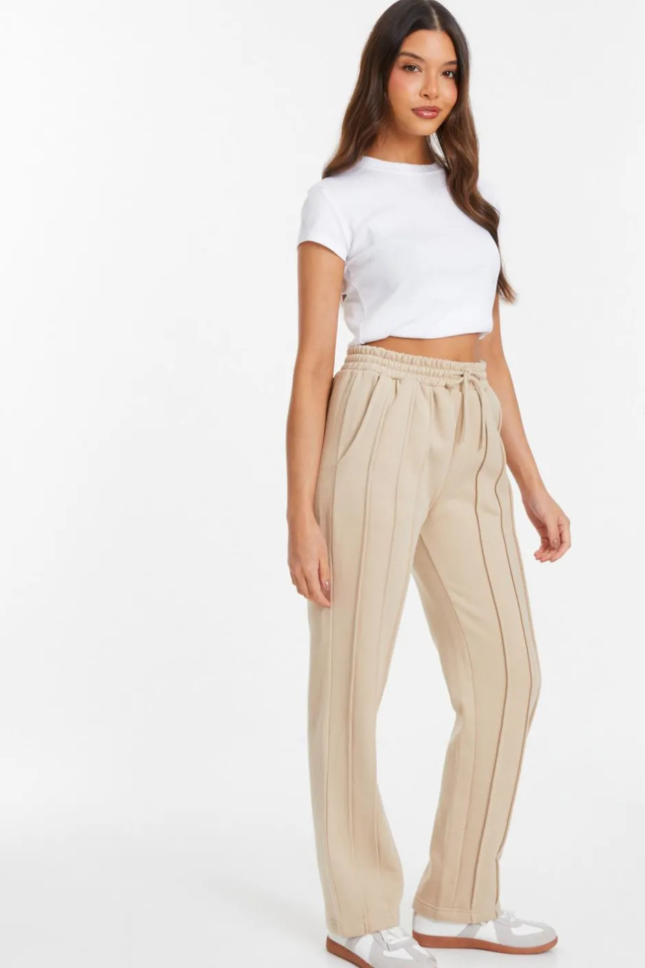 Quiz Wide Leg Joggers Stone Online