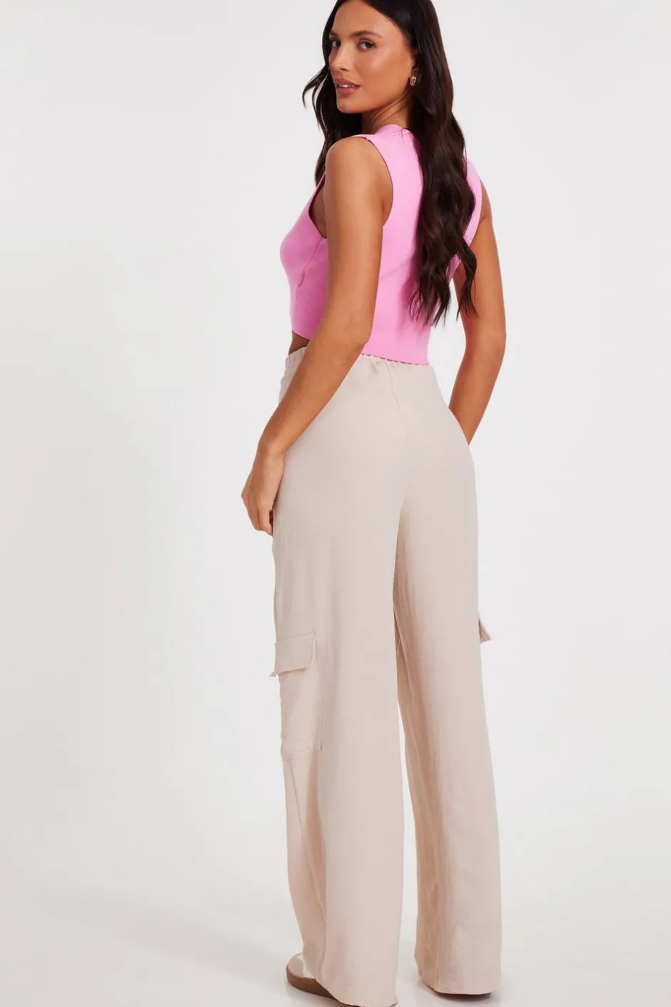 Quiz Stone Wide Leg Trousers Discount
