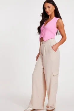 Quiz Stone Wide Leg Trousers Discount