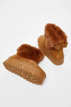 Quiz Faux Suede Ankle Boots Tan New