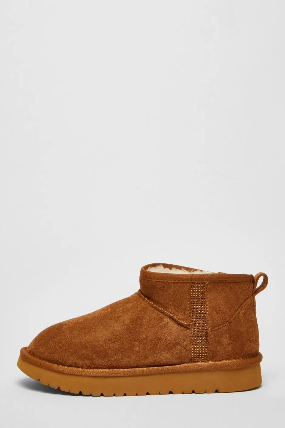 Quiz Faux Suede Diamante Ankle Boots Tan