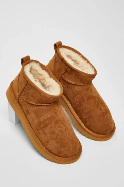 Quiz Faux Suede Diamante Ankle Boots Tan