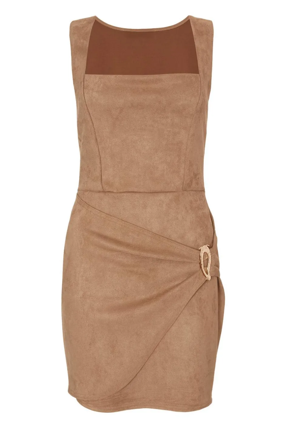 Quiz Tan Faux Suede Mini Dress Sale