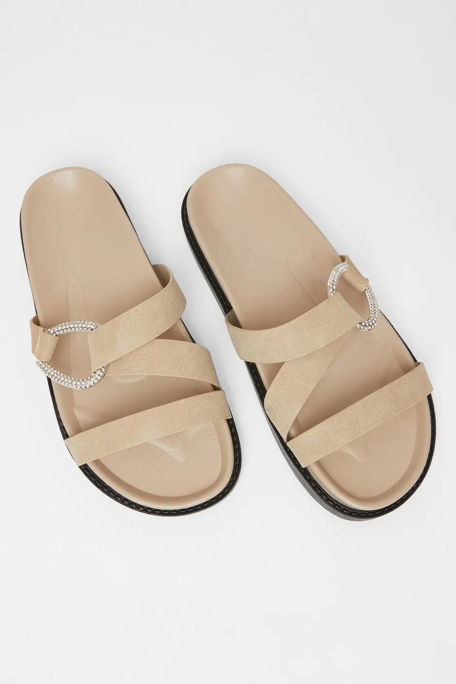 Quiz Taupe Faux Leather Flat Sandals Hot