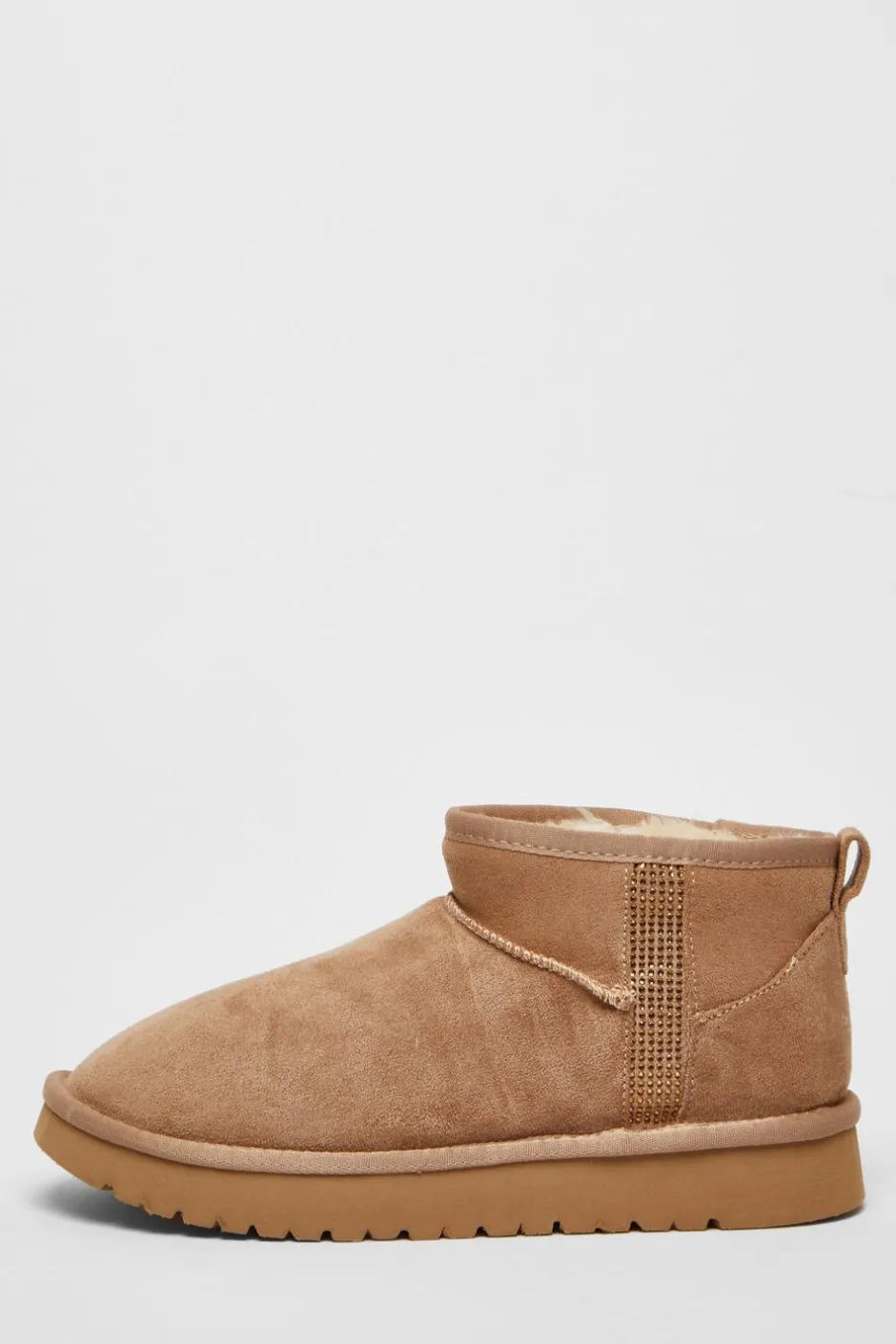 Quiz Faux Suede Diamante Ankle Boots Taupe Discount