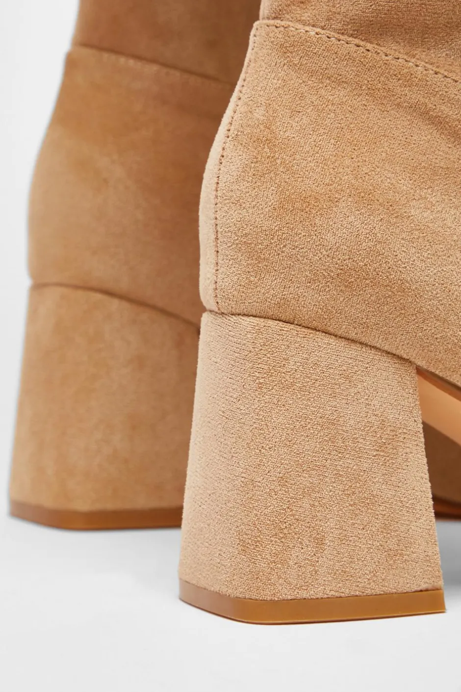 Quiz Faux Suede Ruched Heeled Boots Taupe Hot