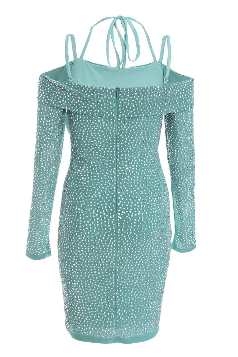 Quiz Teal Rhinestone Bodycon Mini Dress Discount