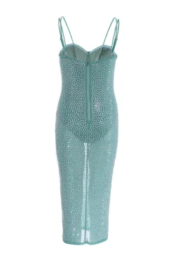 Quiz Rhinestone Bodycon Midi Dress Teal Online