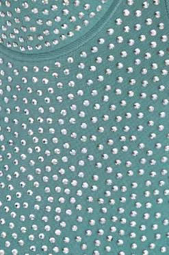Quiz Rhinestone Bodycon Midi Dress Teal Online