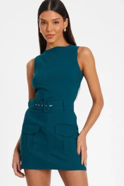 Quiz Teal Round Neck Skort Playsuit Online