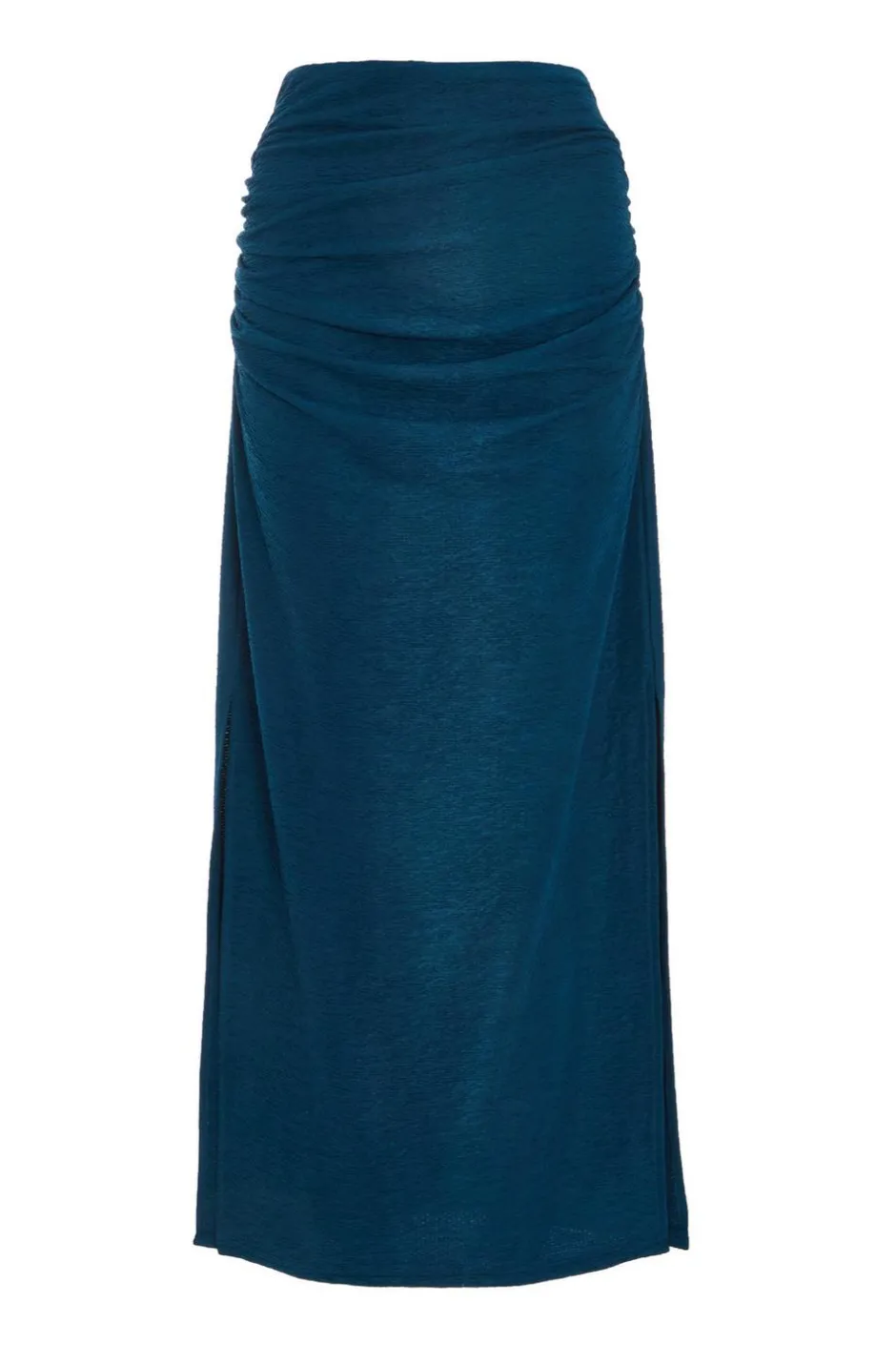 Quiz Teal Ruched Midaxi Skirt Outlet
