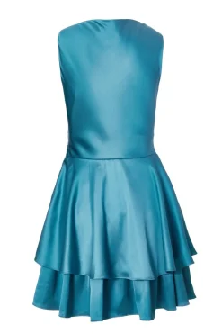 Quiz Satin Frill Skater Dress Teal