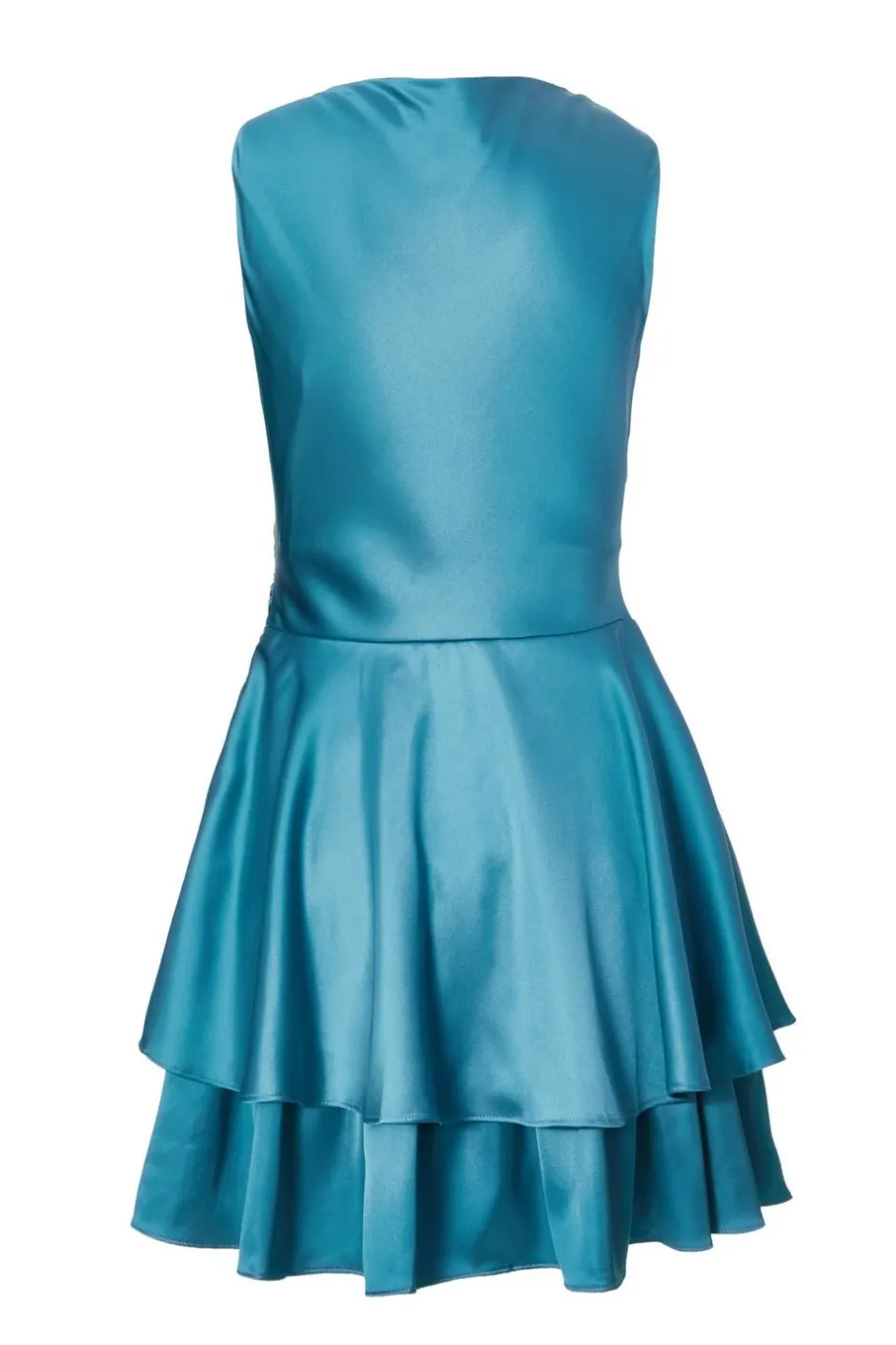 Quiz Satin Frill Skater Dress Teal