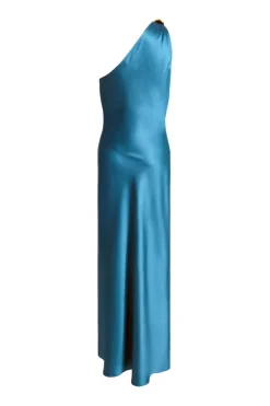 Quiz Teal Satin One Shoulder Midaxi Dress Hot