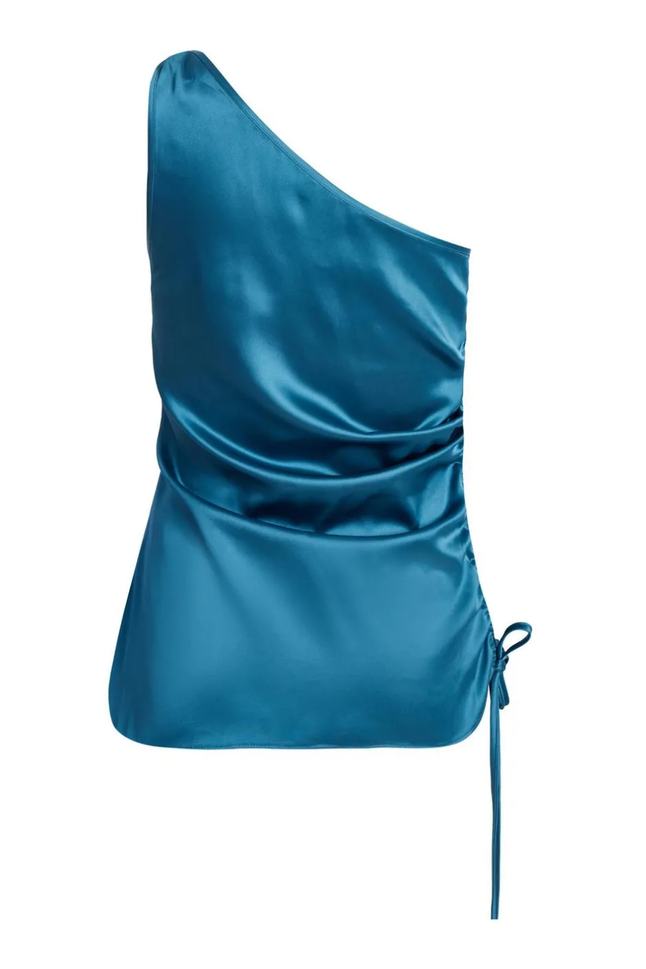 Quiz Teal Satin One Shoulder Top
