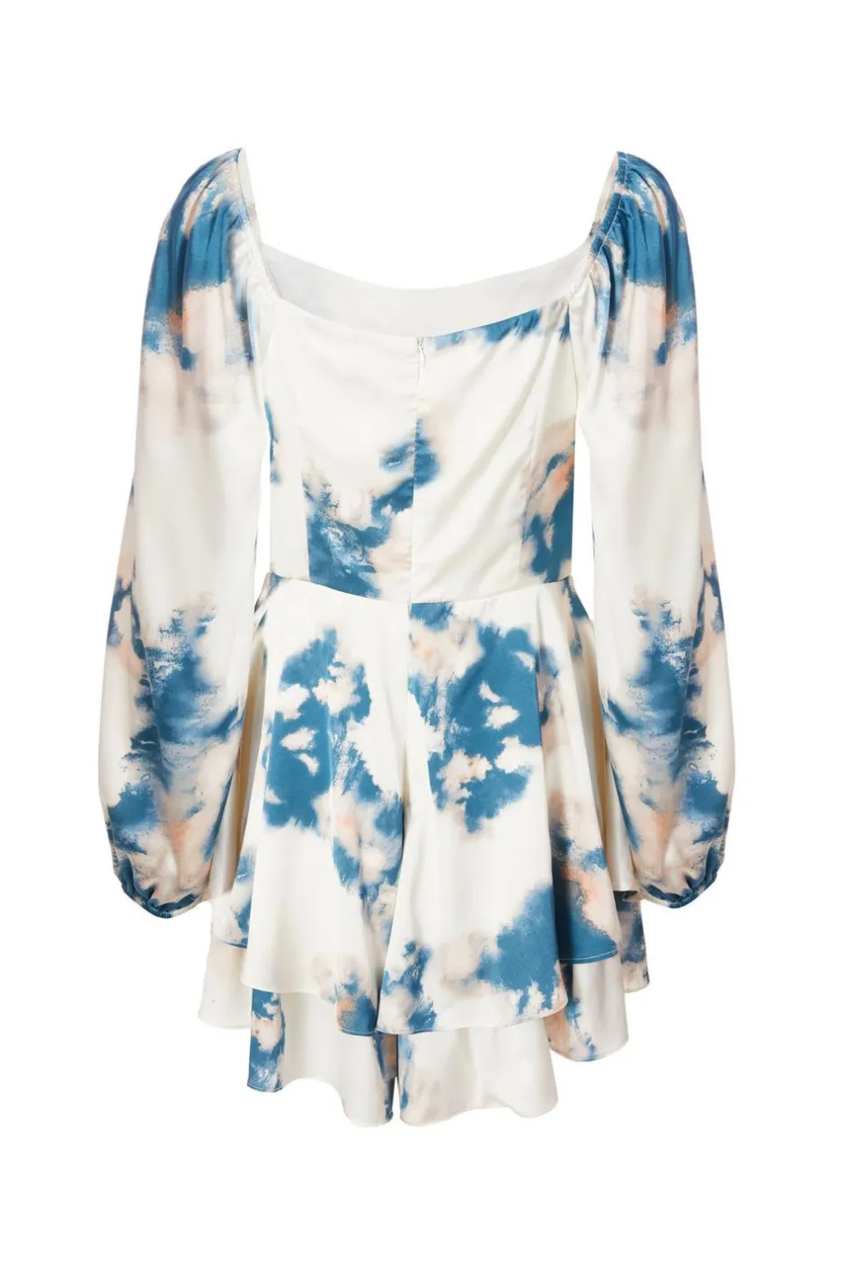 Quiz Teal Smudge Satin Playsuit Outlet