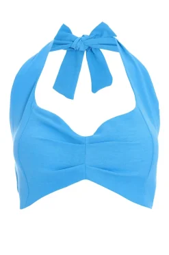 Quiz Turquoise Halter Neck Crop Top Discount