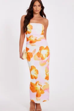 Quiz White Bandeau Floral Midaxi Dress Best