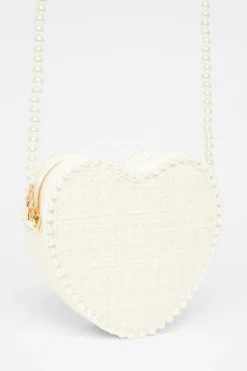 Quiz White Boucle Heart Bag Discount