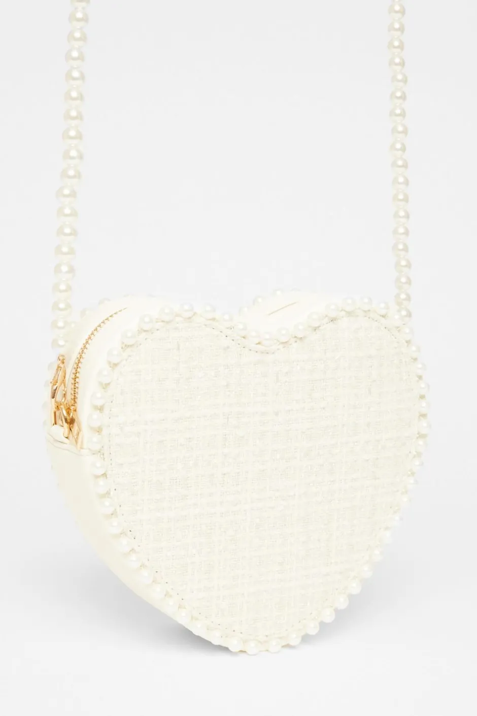 Quiz White Boucle Heart Bag Discount