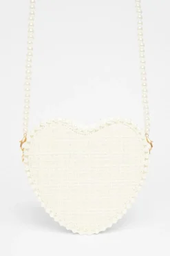 Quiz White Boucle Heart Bag Discount