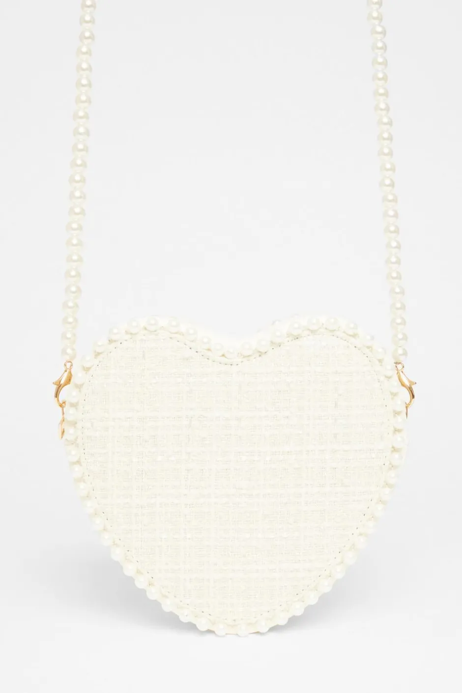 Quiz White Boucle Heart Bag Discount