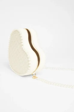 Quiz White Boucle Heart Bag Discount