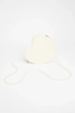 Quiz White Boucle Heart Bag Discount