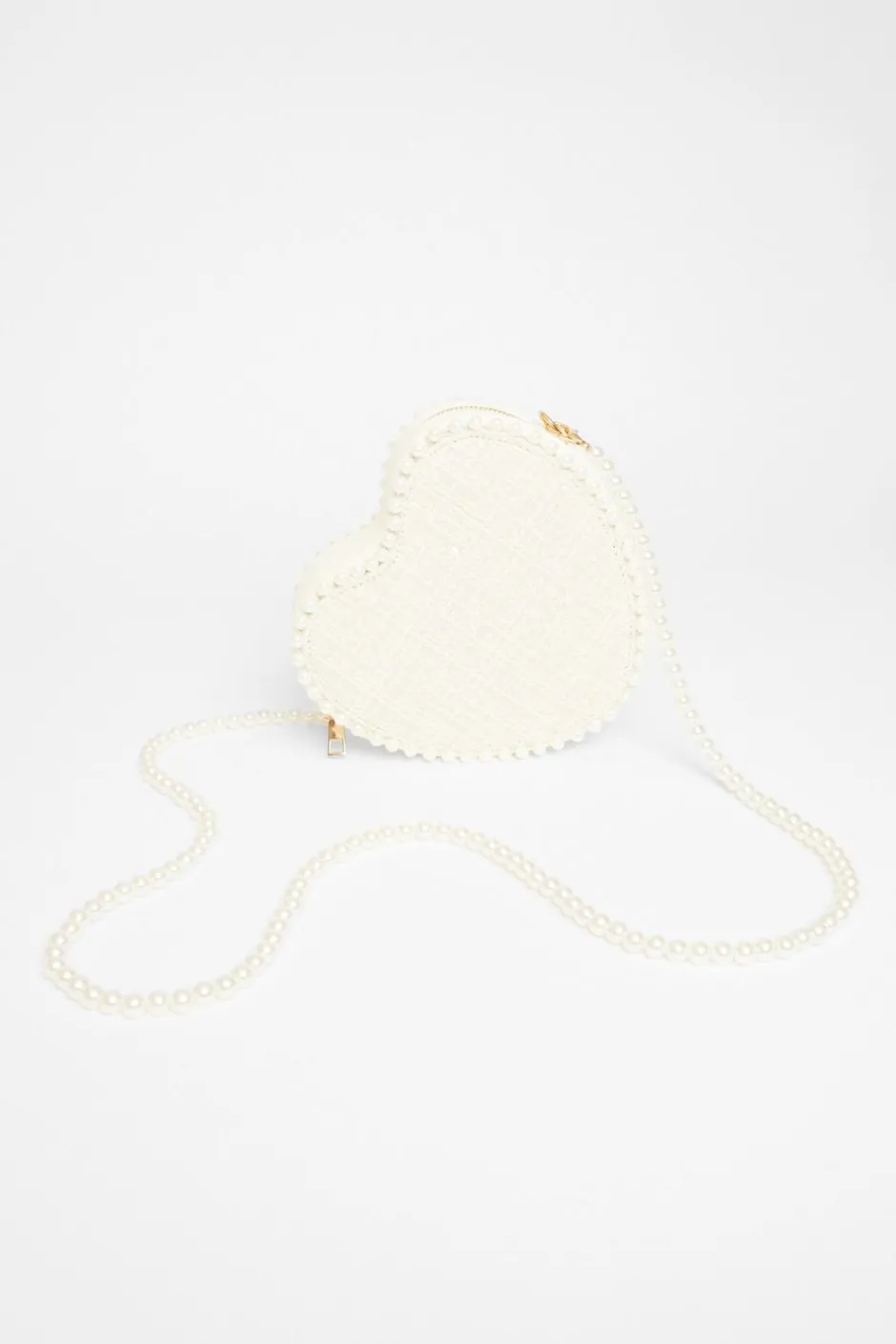 Quiz White Boucle Heart Bag Discount