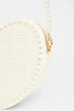 Quiz White Boucle Heart Bag Discount