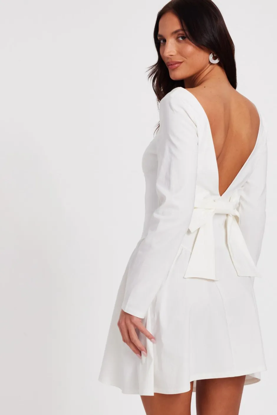 Quiz White Bow Back Skater Dress New