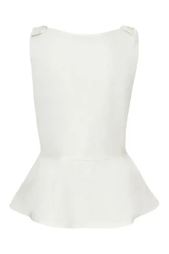 Quiz White Bow Shoulder Peplum Top New