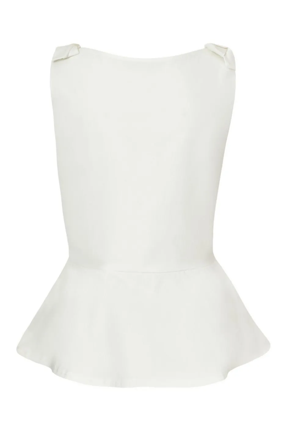 Quiz White Bow Shoulder Peplum Top New