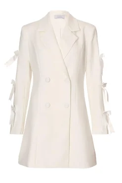 Quiz Bow Sleeve Blazer Dress White Hot