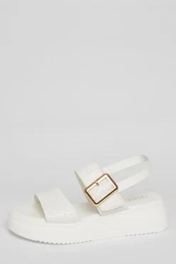 Quiz White Buckle Flatform Sandals Outlet