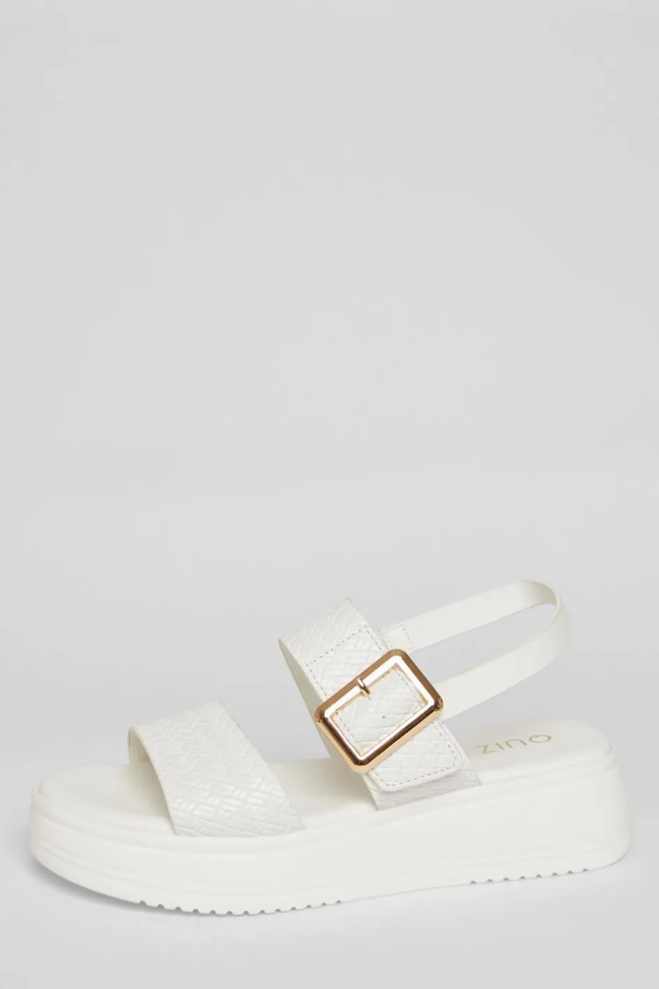 Quiz White Buckle Flatform Sandals Outlet