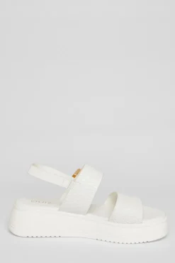 Quiz White Buckle Flatform Sandals Outlet