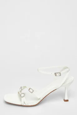 Quiz Buckle Strap Heels White Hot