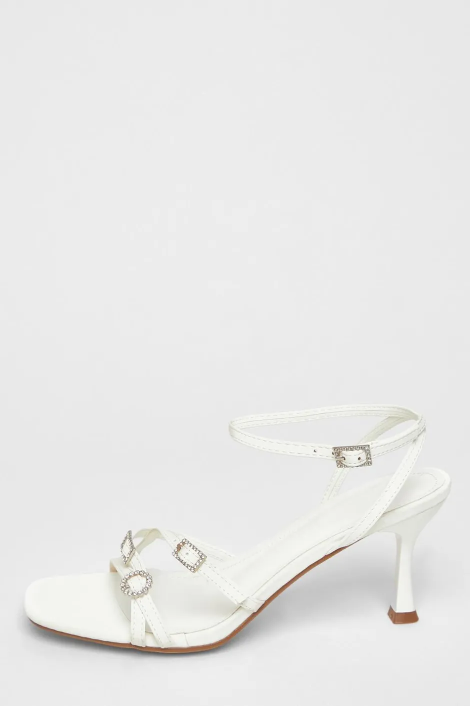 Quiz Buckle Strap Heels White Hot