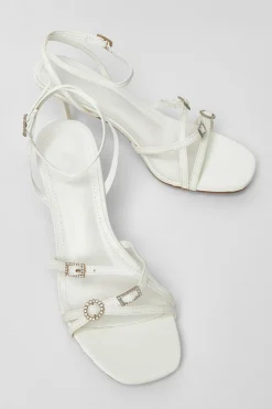 Quiz Buckle Strap Heels White Hot
