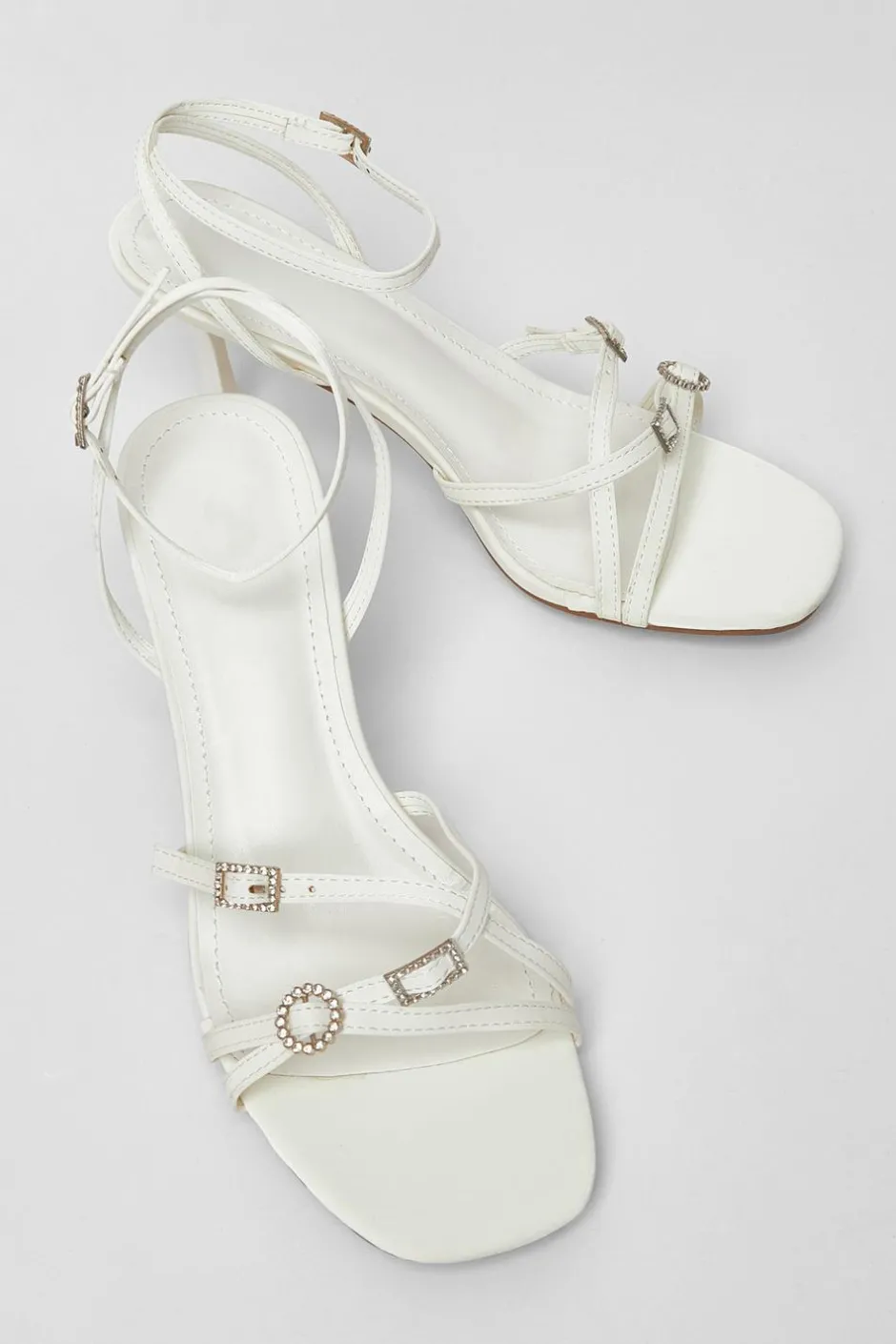 Quiz Buckle Strap Heels White Hot